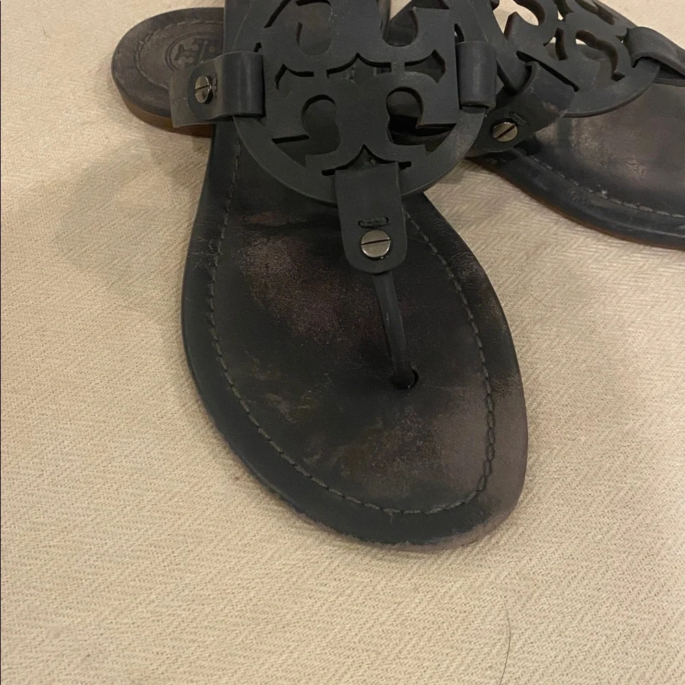 Tory Burch, navy blue Miller sandals. Size 9. - Picture 2 of 7